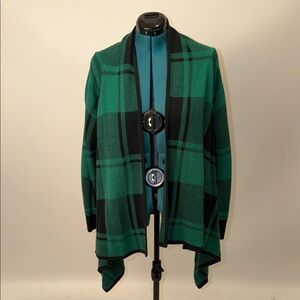 Merona Green and Black Checkered Women's Cardigan